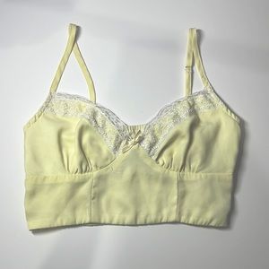 Spring Yellow Crop Top with Lace, size small